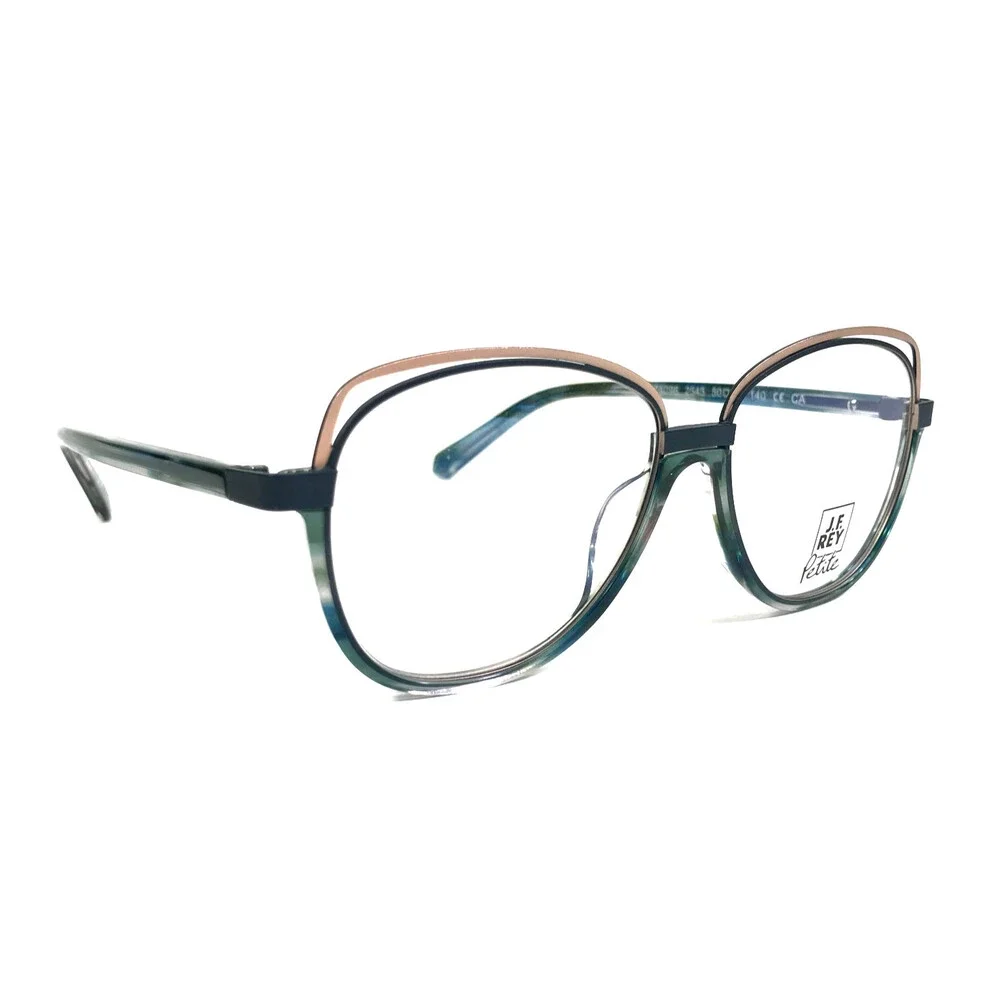 J. F. Rey Petite Eyeglasses Frame PA096 2545 Blue Gold Square Full Rim 50-13-140